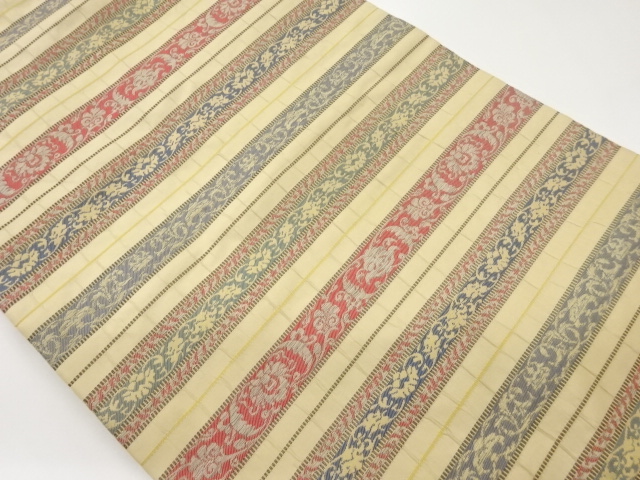 JAPANESE NAGOYA OBI / WOVEN FLOWER ARABESQUE